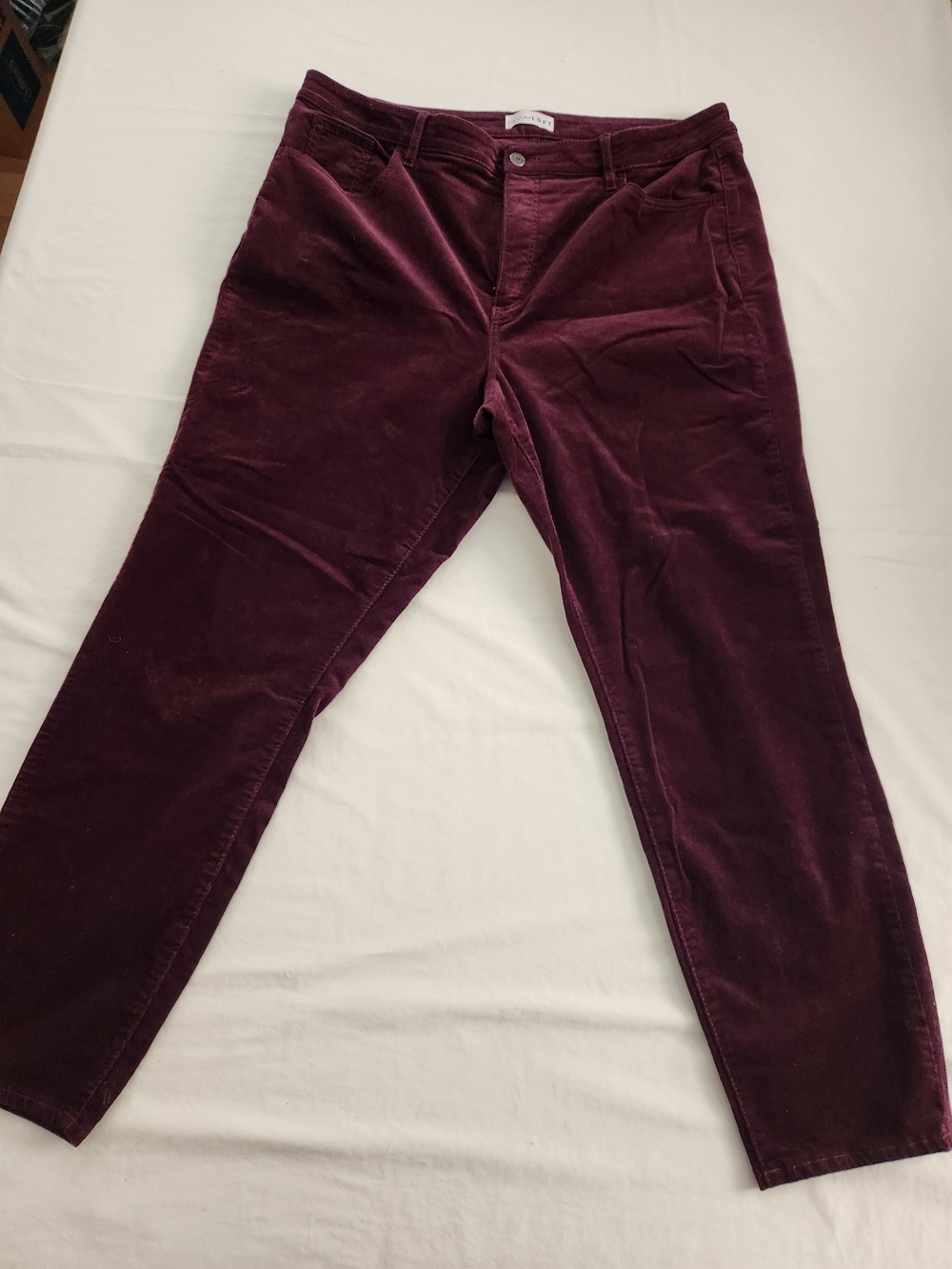 LOFT Burgundy Fine-Wale Corduroy Straight Leg Pants — Size 18 / 34